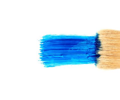 Paint Brush Stroke Texture Blue Watercolor Spot Blotch Isolated.