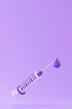 3d Syringe for vaccine, vaccination, injection, flu shot. vertical Vaccination icon with Medical equipment. Minimalism concept. 3d illustration render