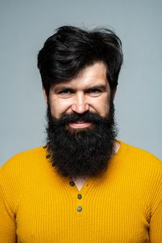 Close-up portrait of happy man smile face. Handsome smiling young guy. Positive human facial expressions and emotions