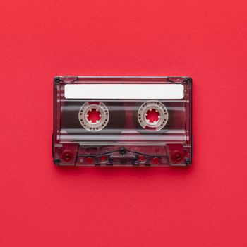 flat lay minimalist vintage cassette tape