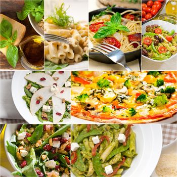 healthy vegetarian pasta soup salad pizza Italian food staples collage