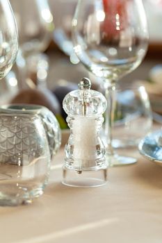 Close up photo of a table setting. Close up.