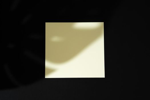 Single businesscard with copy space on black background. Photo with shadow, flat lay