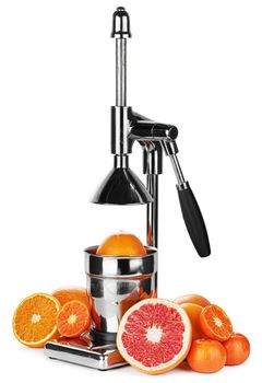 Mechanic juicer for citrus fruits isolated on white background