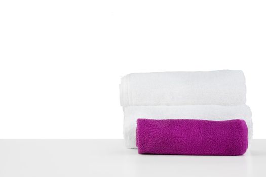 Set of soft spa towels isolated on white background