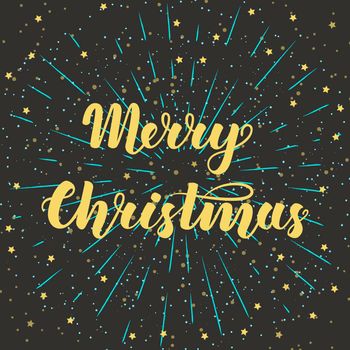 Merry Christmas. Handwritten lettering on dark background. illustration for greeting cards, gifts, posters and other items.