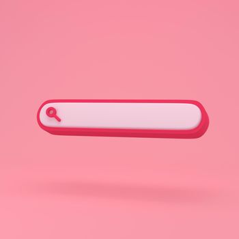 Blank search bar on pink background minimal concept. web search concept with copy space for text. 3d rendering
