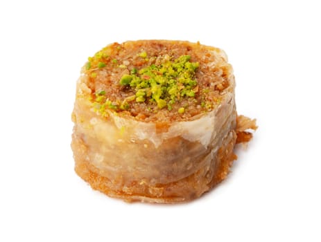 Delicious sweet baklava isolated on white background, close up