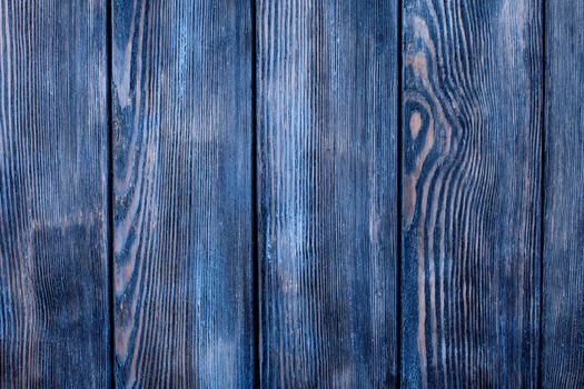 Empty old shabby blue painted wooden background for design