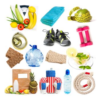 collage of components of a healthy lifestyle
