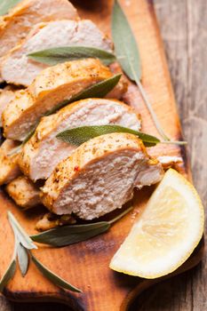 Spicy baked chicken breast with sage and lemon