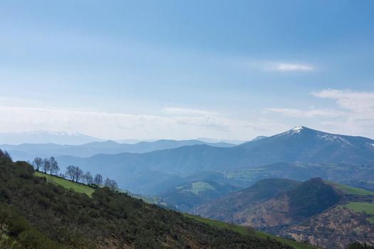 Beautiful view from Cebreiro Mountains in Galicia, Spain