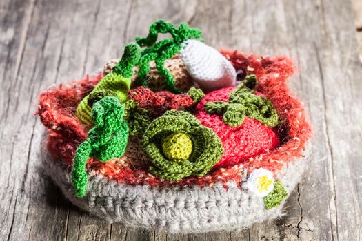 Crochet vegetables on a plate - eco toys for children and kitchen decor