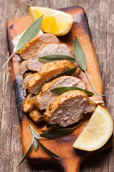 Spicy baked chicken breast with sage and lemon