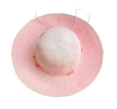 Beautiful pink summer woman hat isolated on white