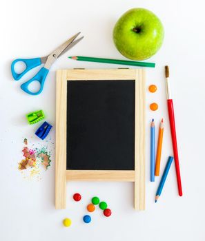 Group of school objects on a white background isolation