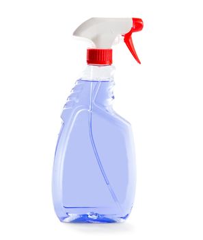 bottle of window cleaner for windows and mirrors isolated on white background