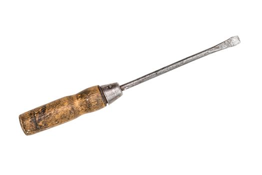 Old screwdriver isolated on white background