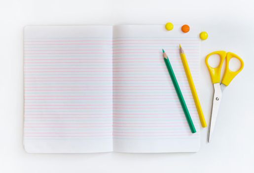 Group of school objects on a white background isolation