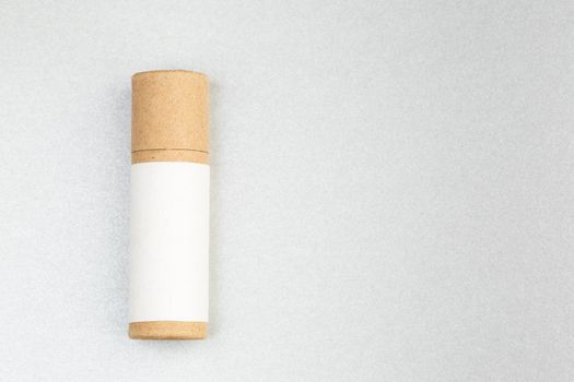 Zero Waste Lipstick packaging. Lip balm tube made of paper. Copy space for text