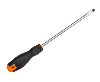Orange screwdriver isolated on white background