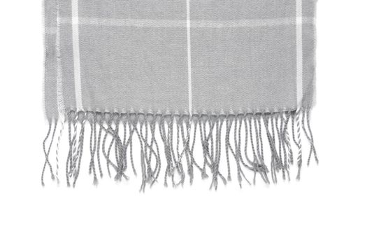 Part of a beautiful gray scarf in a cage isolated on a white background with an area for text