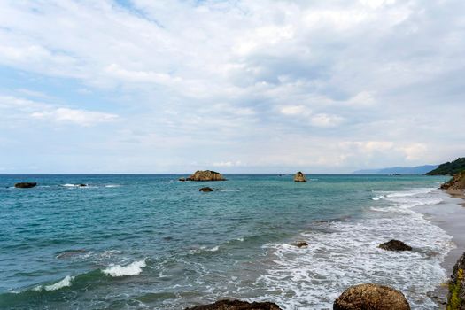 Prasoudi beach at Corfu island, Greece at morning.