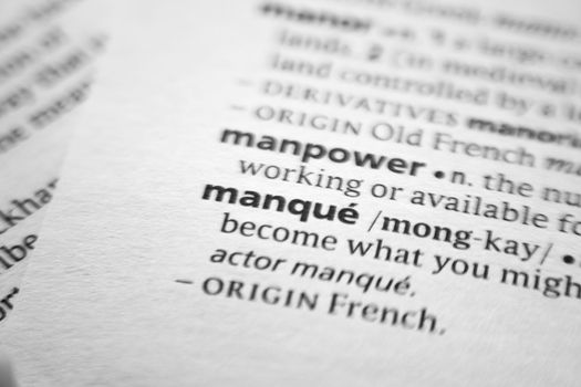 Word or phrase Manque in a dictionary