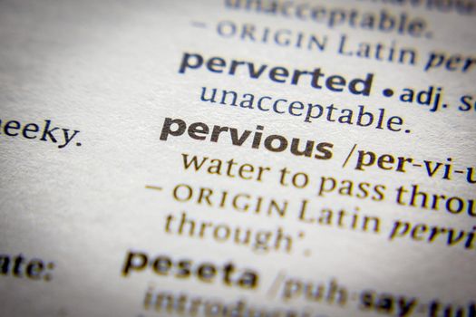 Word or phrase Pervious in a dictionary