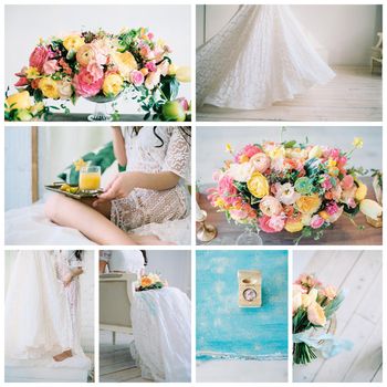 Montage of wedding images - beautiful preperation to marriage. Collage