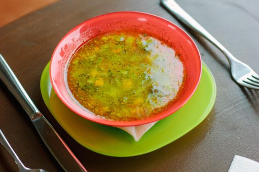 Vegetable soup in plate, great image for your needs.