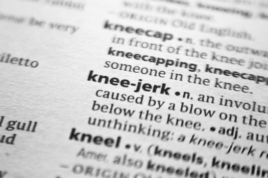 Word or phrase Knee-jerk in a dictionary