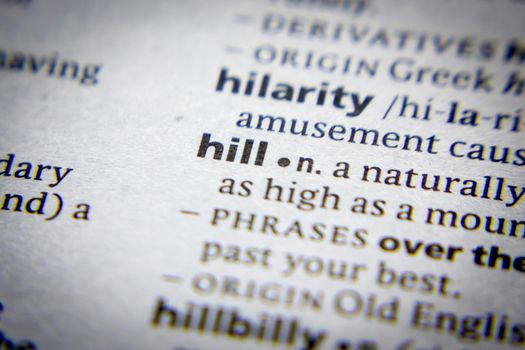 Word or phrase Hill in a dictionary