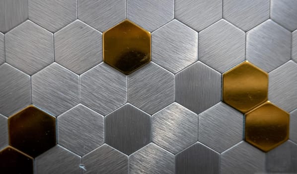 Decorative metal cells on the wall as a background