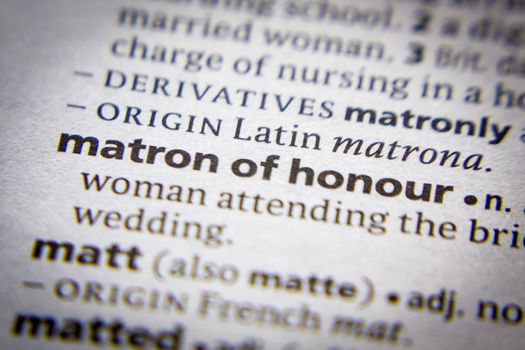 Word or phrase Matron of honour in a dictionary