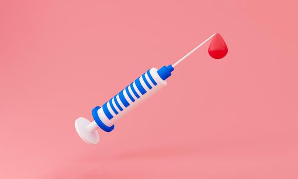 3d Syringe for vaccine, vaccination, injection, flu shot. Vaccination icon with Medical equipment. Minimalism concept. 3d illustration render