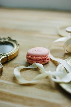 Macaroon cakes on the table as wedding decoration