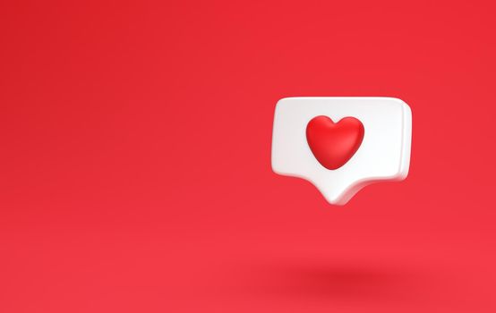 One like social media notification with heart icon. minimal concept Social media love concept 3d render