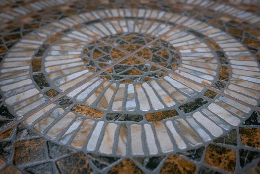 Wall of floor decorated with the mosaic panels.