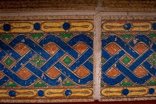 Texture of Antique ceramic tiles on the wall background.