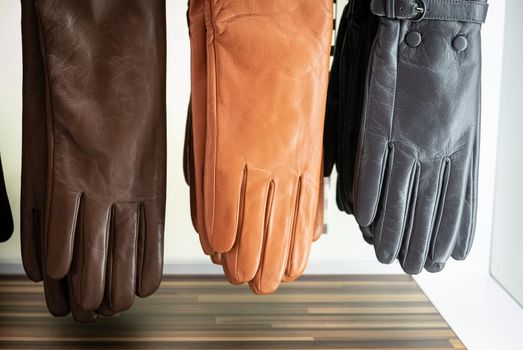 Leather gloves for a winter season