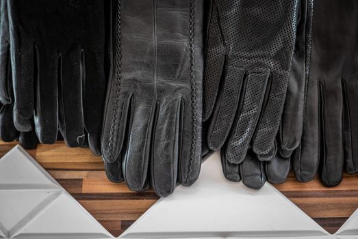Leather gloves for a winter season