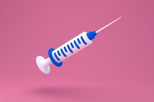 Syringe for vaccine, vaccination, injection, flu shot. Medical equipment. Minimalism concept. 3d illustration 3D render