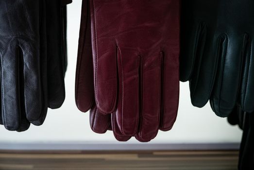 Leather gloves for a winter season