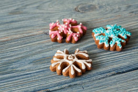 Christmas gingerbread on a wooden background