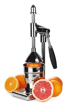 Mechanic juicer for citrus fruits isolated on white background