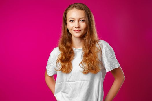 Portrait of a young beautiful happy woman smiling close up