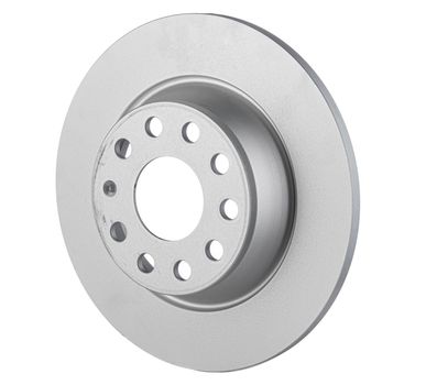 New car brake disk isolated on white. Close up.