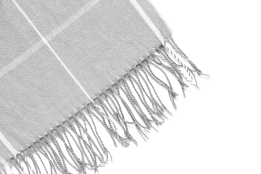 Part of a beautiful gray scarf in a cage isolated on a white background with an area for text