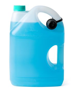 Winter window blue cleaner isolated on a white background. Close up.